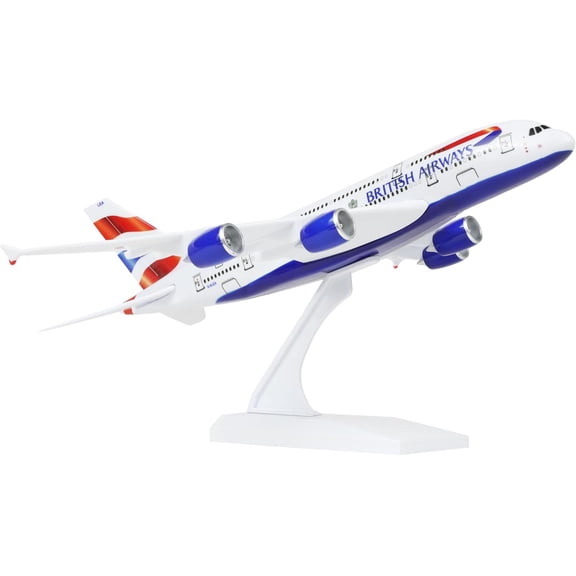 KOLOTESAME 1/280 Assembly Airplane Model Compatible for British A380 | Compatible for Airbus A380, Plastic Quick Build Plane Model with Stand, 25.5cm Display Aircraft for Office Desk, Shelf & Gift