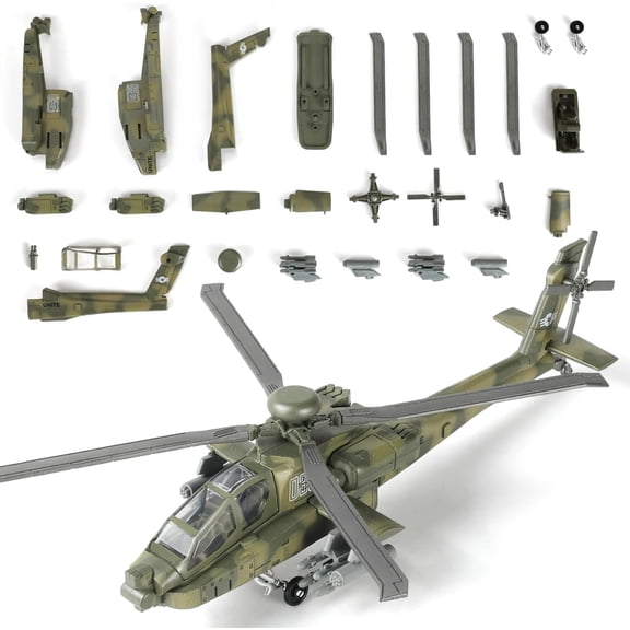 KOLOTESAME 1:72 Scale AH-64 Apache Quick Build Helicopter Model KitPrecision DIY Military Aircraft Building Kit for Adults, Collectible Display Aviation Hobby, STEM Engineering Gift