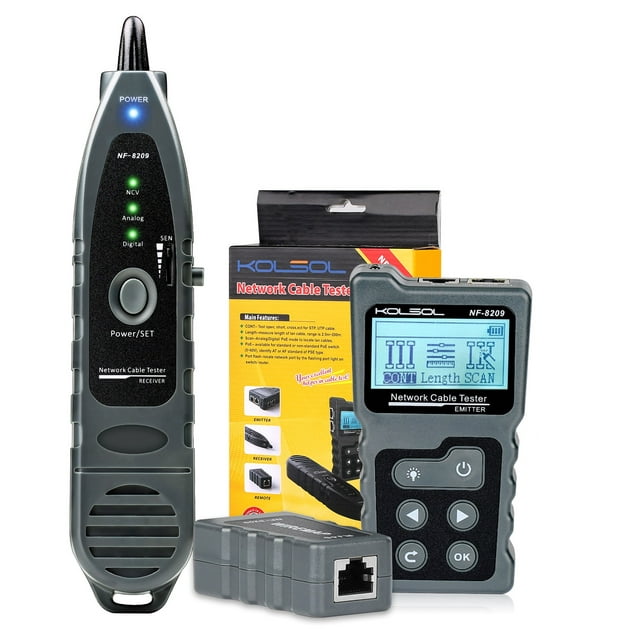 KOLSOL NF-8209 LCD Display Measure Length Lan Cable POE Wire Checker ...