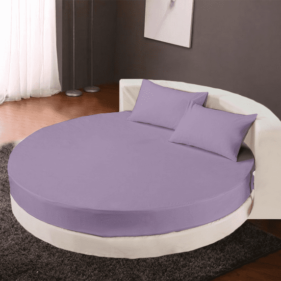 KOMFIT 800 TC 100% Egyptian Cotton Round Bed Sheet Set Soft and Smooth 4 Piece Set 96" Diamete Fits Upto 15" Deep PocketDurable & Easy Washable ( levender )