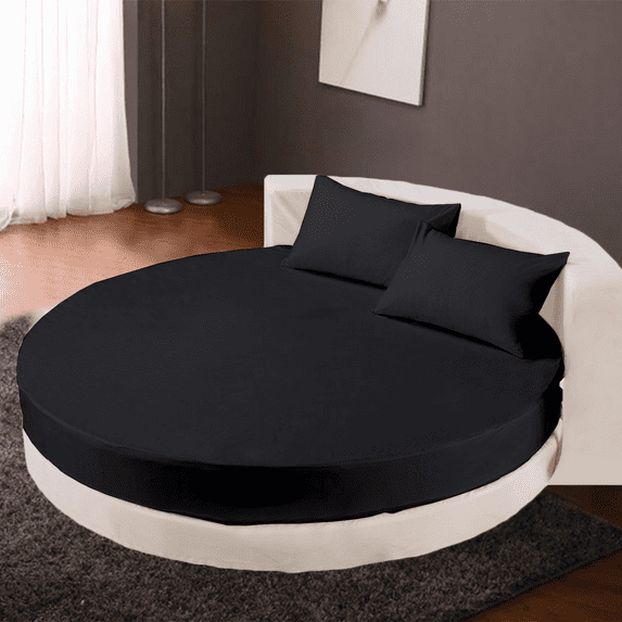 KOMFIT 800 TC 100% Egyptian Cotton Round Bed Sheet Set Soft and Smooth 4 Piece Set 96" Diamete Fits Upto 15" Deep PocketDurable & Easy Washable ( Dark Gray )
