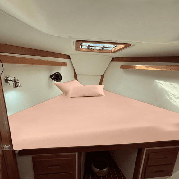 KOMFIT 800 Thread Count 100% Egyiptan Cotton Sheet Set Boating Sheet Set Fits Mattresses up to 8” Depth - Universal V Berth ( Peach )