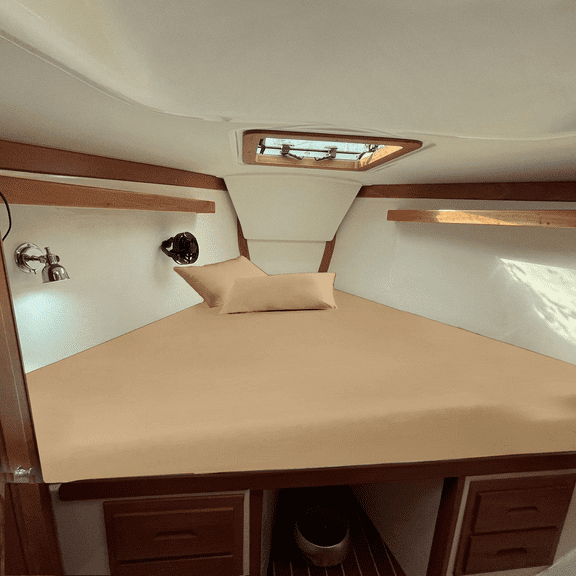 KOMFIT 800 Thread Count 100% Egyiptan Cotton Sheet Set Boating Sheet Set Fits Mattresses up to 8” Depth - Universal XL V Berth ( Taupe )