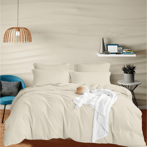 KOMFIT 800 Thread Count Duvet Cover set 100% Egyptian Cotton with Zipper Closure & Corner Ties 5 Pic Duvet Set Ivory , Oversized Queen (100x100)