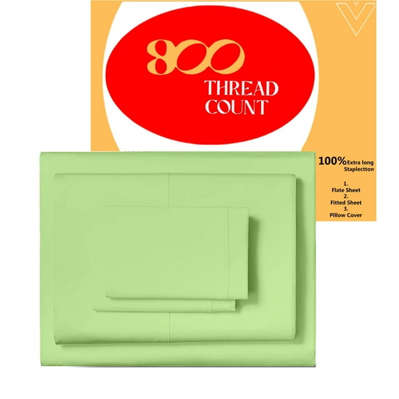 KOMFIT 800TC Egyptian Cotton Sheet Set Soft and Breathable - 4 Piece Bed Sheet Sage Solid Queen Size - 21" Deep Pocket