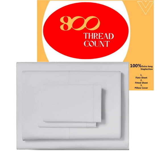 KOMFIT 800TC Egyptian Cotton Sheet Set Soft and Breathable - 4 Piece Bed Sheet Silver Solid Twin - XL Size - 10" Deep Pocket