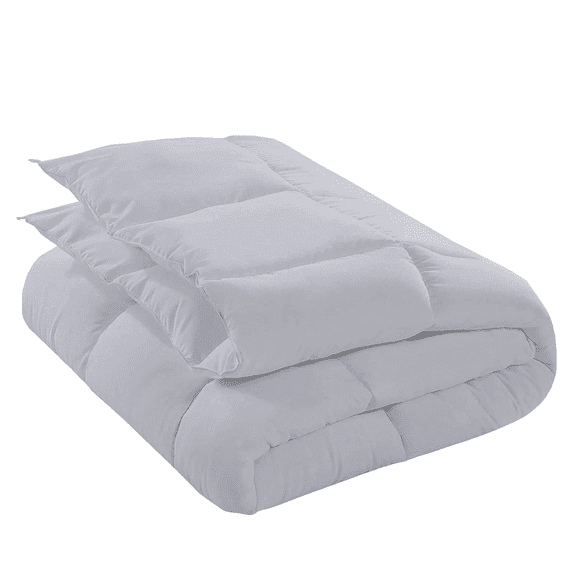 KOMFIT Bedding Comforter Duvet Insert - Quilted Comforter with Corner Tabs - Box Stitched Down Alternative Comforter 300 GSM ( Silver , Full/Queen (90x90) )