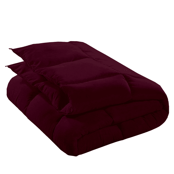 KOMFIT Bedding Comforter Duvet Insert - Quilted Comforter with Corner Tabs - Box Stitched Down Alternative Comforter 300 GSM ( Wine , King/Cal King (94x104) )