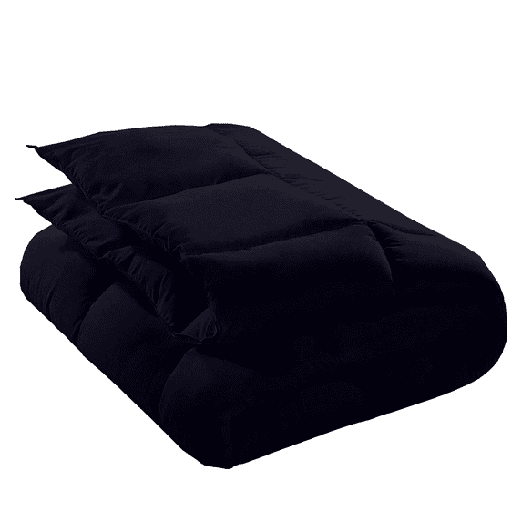 KOMFIT Bedding Comforter Duvet Insert - Quilted Comforter with Corner Tabs - Box Stitched Down Alternative Comforter 400 GSM ( Black , Full/Queen (90x90) )