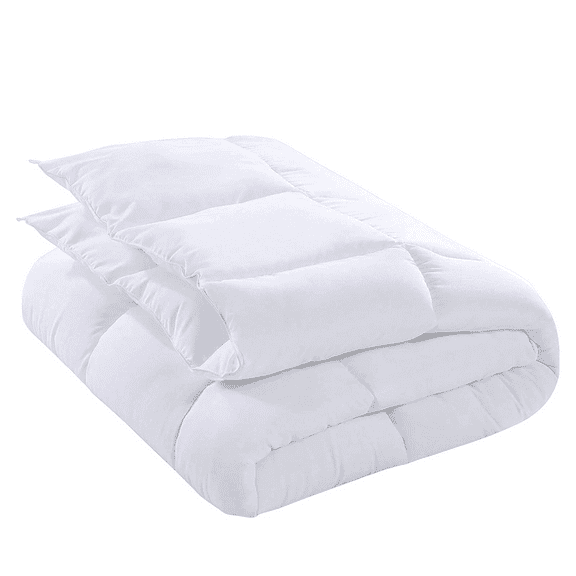 KOMFIT Bedding Comforter Duvet Insert - Quilted Comforter with Corner Tabs - Box Stitched Down Alternative Comforter 400 GSM ( White , Twin/Twin XL (68x90) )