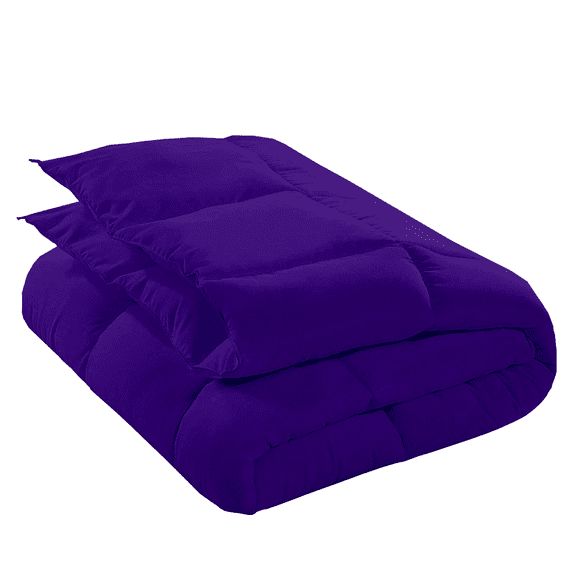 KOMFIT Bedding Comforter Duvet Insert - Quilted Comforter with Corner Tabs - Box Stitched Down Alternative Comforter 300 GSM ( Purple , Full/Queen (90x90) )