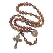 KOMI 10MM Rosary Beads Necklace for Men Women Handmade Wood Virgin Mary Rosary Catholic Christian Gifts