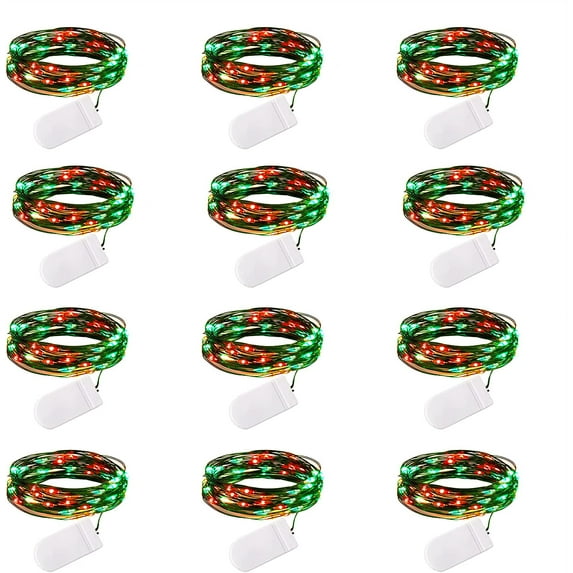 KOMI 12 Pack LED Fairy Lights Battery Operated String Lights - 7ft 20LED Waterproof Silver Wire Firefly Starry Moon Lights for DIY Crafts Wedding Table Centerpieces Party Bedroom Christmas