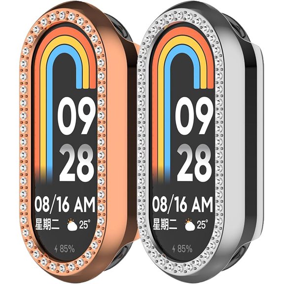 KOMI 2 Pack Protective Case Compatible with Xiaomi Band 9 Case, PC Frame Bumper Resistant Case Protective Shock-Proof Cover for Xiaomi Mi Band 9 NFC Accessories (Silver+Rose Gold)