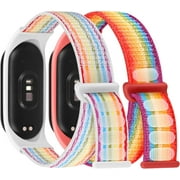 KOMI 2 Pack Solo Loop Nylon Strap Compatible with Xiaomi Mi Band 6 5 4 3/Amazfit Band 5 Straps,Soft Adjustable Colorful Sports Replacement Band for Xiaomi Mi Band 6 5 (NFC) for Men Women