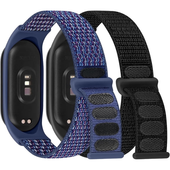 KOMI 2 Pack Solo Loop Nylon Strap Compatible with Xiaomi Mi Band 6 5 4 3/Amazfit Band 5 Straps,Soft Adjustable Colorful Sports Replacement Band for Xiaomi Mi Band 6 5 (NFC) for Men Women