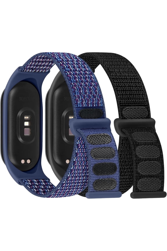 2 Pack Solo Loop Nylon Strap Compatible with Xiaomi Mi Band 6 5 4 3/Amazfit Band 5 Straps,Soft Adjustable Colorful Sports Replacement Band for Xiaomi Mi Band 6 5 (NFC) for Men Women