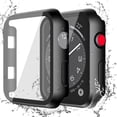 thumbnail image 1 of KOMI [2 Pack] Waterproof Case with Button Designed for Apple Watch Series 3 Series 2 42mm, Anti-Fall Hard PC Cover with Tempered Glass Screen Protector for iWatch S3/S2, Matte Black, 1 of 8