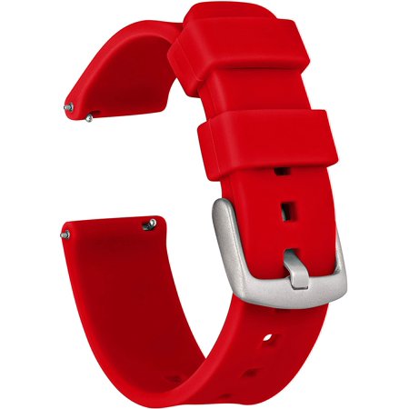 KOMI 20mm Silicone Watch Band Strap with Quick Release Pins – Compatible with Pebble, Fossil, Skagen, Wristology - 20mm Quick Release Watch Band (Red, 20mm)