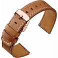 thumbnail image 1 of KOMI 20mm Watch Band with Rose Gold Buckle, Quick Release Genuine Leather Replacement Strap (Gold Brown), 1 of 6