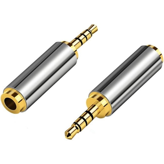 KOMI 2PCS 2.5mm to 3.5mm & 3.5mm to 2.5mm Male to Female Audio Adapter,3.5 to 2.5mm Converter Heads,Compatible with PC,Laptop,Audio,Amplifier,Headphone,MP3,Sound Card,Mobile Phone,DVD