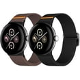 thumbnail image 1 of KOMI 2Pack Compatible with Google Pixel Watch 3 Bands 45mm, Washable Elastic Nylon Sport Replacement Strap for Google Pixel Watch 3 45mm Band Women Men, Black,Coffee, 1 of 7