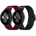 thumbnail image 1 of KOMI 2Pack Compatible with Google Pixel Watch 3 Bands 45mm, Washable Elastic Nylon Sport Replacement Strap for Google Pixel Watch 3 45mm Band Women Men, Black,Red, 1 of 6