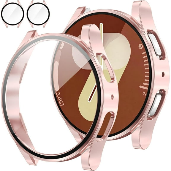 KOMI [2Pack for Samsung Galaxy Watch 7 2024 Screen Protector Case 40mm Accessories, Protective Face Cover for 40 mm, Hard Bumper Built-in Tempered Glass Film for Women Men