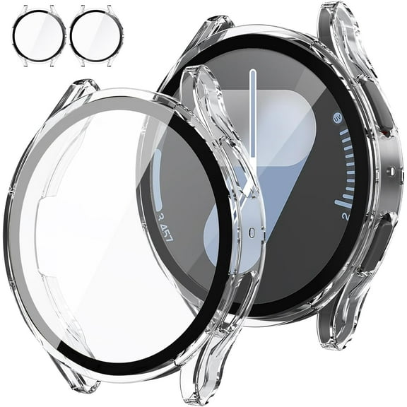 KOMI [2Pack for Samsung Galaxy Watch 7 2024 Screen Protector Case 44mm Accessories, Protective Face Cover for 44 mm, Hard Bumper Built-in Tempered Glass Film for Women Men