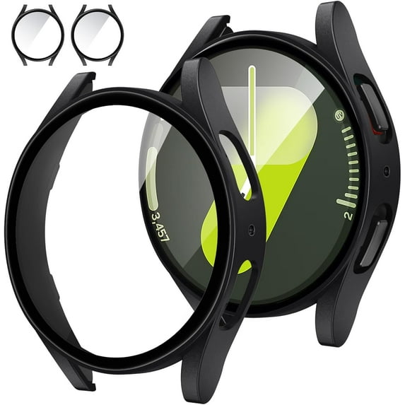 KOMI [2Pack for Samsung Galaxy Watch 7 2024 Screen Protector Case 44mm Accessories, Protective Face Cover for 44 mm, Hard Bumper Built-in Tempered Glass Film for Women Men