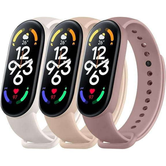 KOMI 3 Pack Bands Compatible with Xiaomi Mi Band 7 Replacement Strap Women Men, Soft Silicone Sport Strap for Xiaomi Mi Band 7 Bands Wristband Accessories