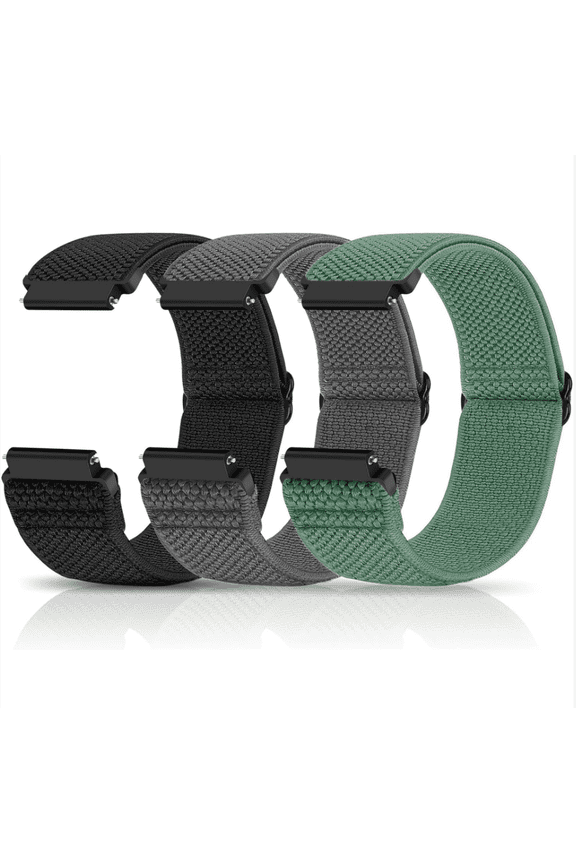 3 Pack Compatible with 16mm 18mm 19mm 20mm 22mm Watch Bands Quick Release Replacement Wristband,Adjustable Stretchy Nylon Solo Loop Straps Fabric Braided Sport Elastic Bands for Men Women