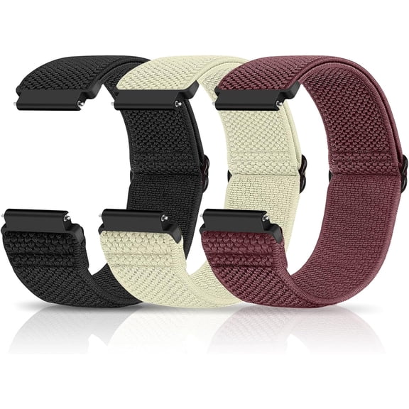KOMI 3 Pack Compatible with 16mm 18mm 19mm 20mm 22mm Watch Bands Quick Release Replacement Wristband,Adjustable Stretchy Nylon Solo Loop Straps Fabric Braided Sport Elastic Bands for Men Women