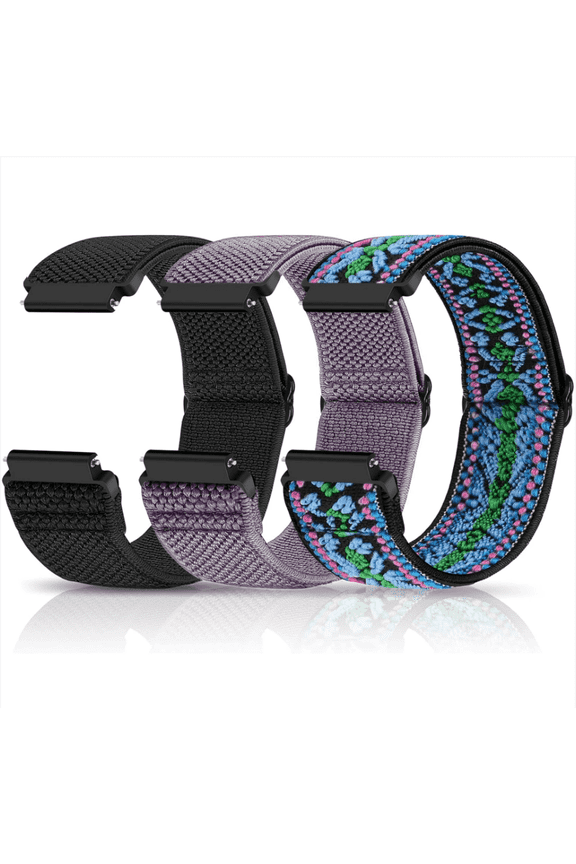 3 Pack Compatible with 16mm 18mm 19mm 20mm 22mm Watch Bands Quick Release Replacement Wristband,Adjustable Stretchy Nylon Solo Loop Straps Fabric Braided Sport Elastic Bands for Men Women