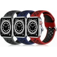 thumbnail image 1 of KOMI 3 Pack Sport Bands Compatible with Apple Watch 44mm 45mm 42mm 49mm Women Men, Soft Silicone Strap Breathable Replacement Band for Apple Watch SE/Ultra iWatch Series 8 7 6 5 4 3 2 1, 1 of 7