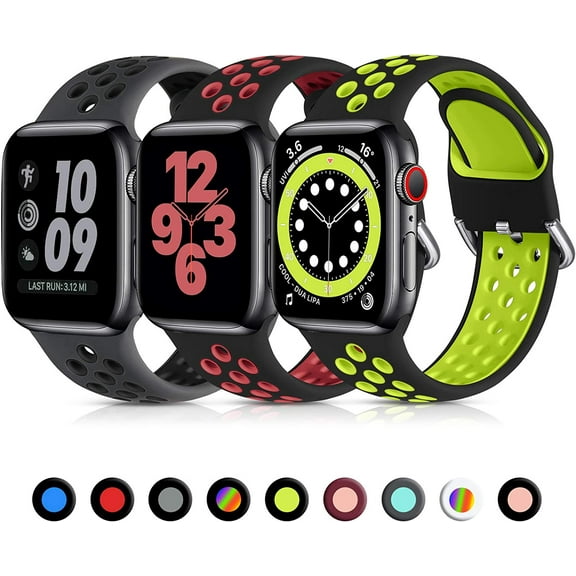 KOMI 3 Pack Sport Bands Compatible with Apple Watch 44mm 45mm 42mm 49mm Women Men, Soft Silicone Strap Breathable Replacement Band for Apple Watch SE/Ultra iWatch Series 8 7 6 5 4 3 2 1