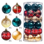 KOMI 30 Pcs 2.36 Inch Christmas Ball Ornaments Glittering Red Green Ball Ornaments Elf Balls Swirl Candy Cane and Peppermint Hanging Ball Decor for Xmas Tree Party Decoration