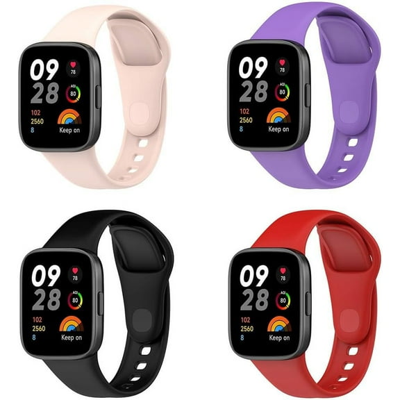 KOMI 4 Pack Compatible with Redmi watch 3 strap - Silicone replacement fitness replacement strap and watch strap sports bracelet for Redmi watch 3
