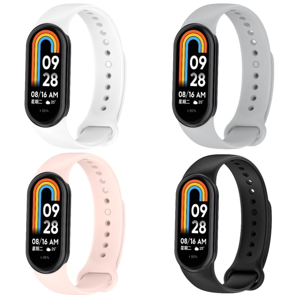 KOMI 4 Pieces Strap Replacement Compatible with Xiaomi Mi Band 8, Silicone Bands for Mi Band 8 Bracelet Wristbands Accessories for Xiaomi Smart Band 8
