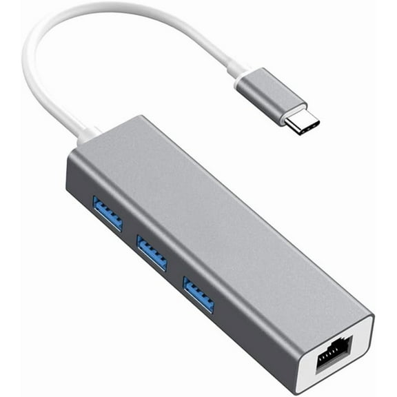 KOMI 4-in-1 USB C to Ethernet Adapter Splitter, Type-C to RJ45 Gigabit Network Converter with USB 3.0 Hub 3 Ports Compatible with Switch Console, MacBook Air, iPad Pro, Surface Pro (4-in-1)