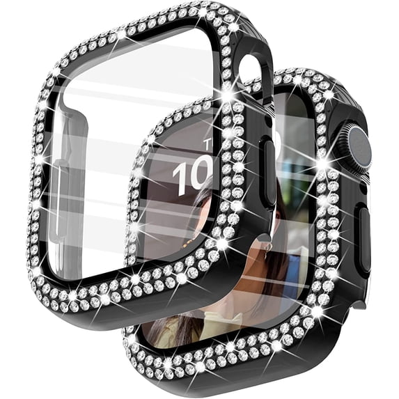 KOMI 40mm Case Compatible with Apple Watch Case with Screen Protector, Bling Diamond Overall Protective Case Compatible with Apple Watch Series 6/5/4 SE, 40mm, Black