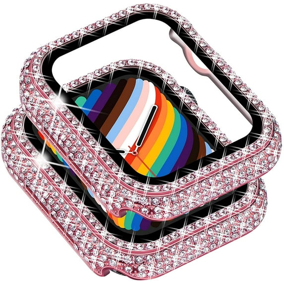 KOMI 40mm Case Compatible with Apple Watch Case with Screen Protector, Bling Diamond Overall Protective Case Compatible with Apple Watch Series 6/5/4 SE, 40mm, Pink