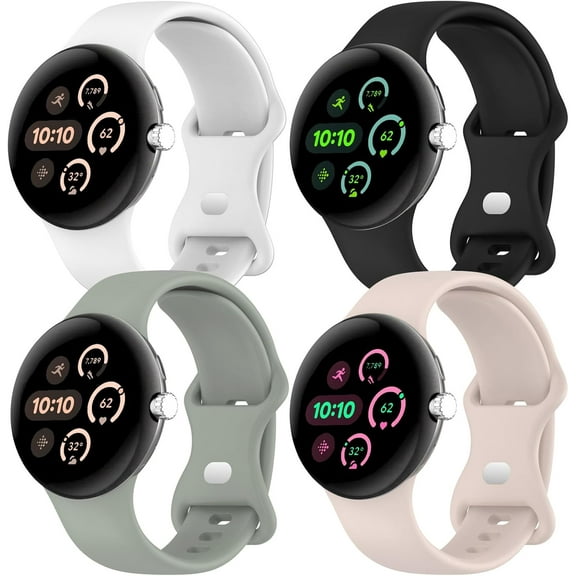 KOMI 4Pcs Active Band for Google Pixel Watch 3 Bands 41mm/Pixel Watch 2 Band for Women/Men,Sport Waterproof Silicone Strap for Google Pixel Watch Band Replacement Wristband