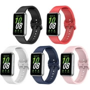 KOMI 5 Pack Silicone Watch Band Compatible with Samsung Galaxy Fit3, Smart Watch Strap with Stainless Steel Buckle for Women Men Galaxy Fit3 Wrist Bands