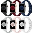 thumbnail image 1 of KOMI 6 Pack Bands Compatible with Apple Watch 38mm 40mm 41mm 42mm 44mm 45mm 49mm, Slim Thin Narrow Replacement Soft Silicone Sport Strap for iWatch Series Ultra/Ultra 2 9/8/7/6/5/4/3/2/1 SE Women Men, 1 of 7