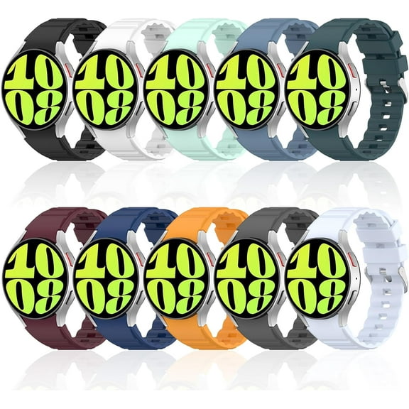 KOMI 6 Pack Compatible with Samsung Galaxy Watch 6 40mm 44mm, Galaxy Watch 6 classic 43mm 47mm, No Gap Soft Silicone Sport Replacement Strap for Women Men