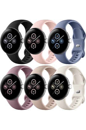 6 Pack Watch Bands Compatible with Google Pixel 2/Pixel 3 41mm/Pixel for Women Men,Soft Silicone Durable Sport Replacement Strap for Pixel Watch 2/3 41mm Smartwatch Accessories