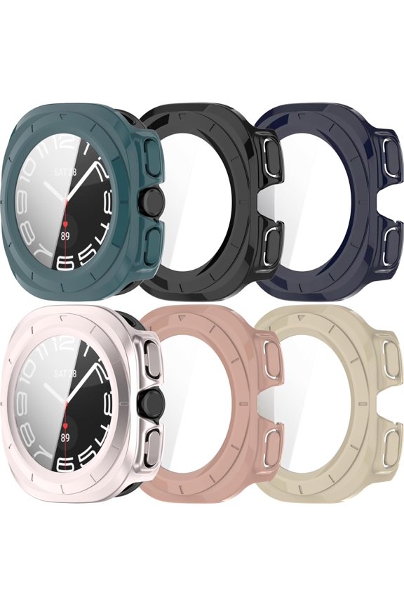 6Pcs Intended for Samsung Galaxy Watch 7 Ultra 47MM Case Built-in Screen Protector Hard PC Rugged Bumper Resistant Protective Face Cover for Galaxy Watch 7 Ultra 47MM