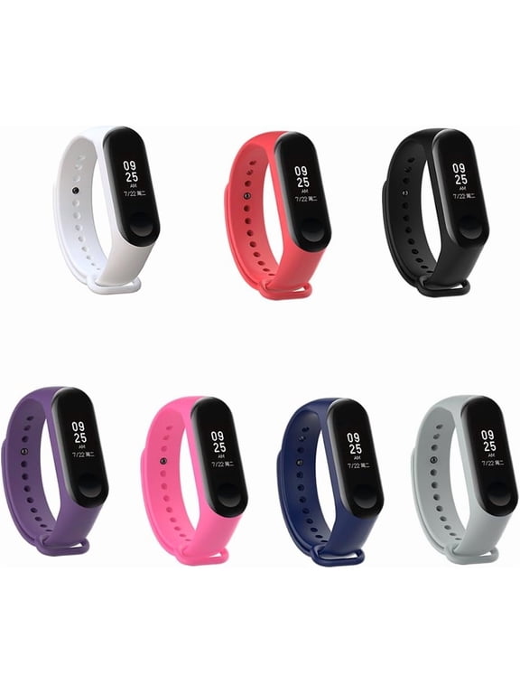 7 Pack Sport Bands Compatible with Xiaomi Mi Band 4 Mi Band 3 Straps Soft Silicone Replacement Smart Wristbands for Women Men