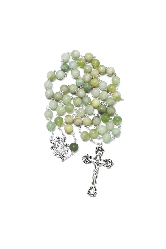 8mm Stone Rosary Beads for Women Virgin Mary Rosary Necklace Catholic Holy Rosary